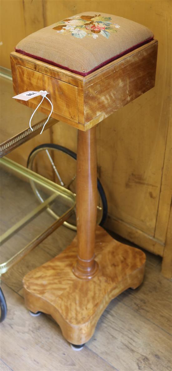 A maple sewing box on stand W.25cm